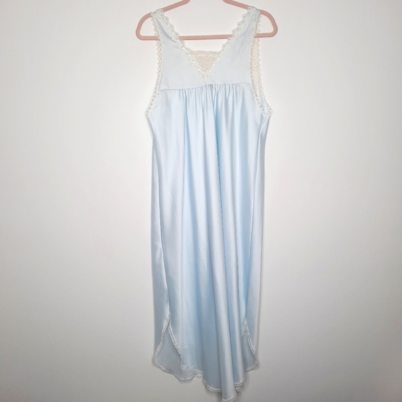 Christian Dior Vintage Union Made Cream & Blue Lace Nightgown L - Picture 3 of 10